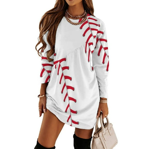 Baseball Fence Loose Dress Evening Dress Summer Dresses for Women Luxury Dress Long Sleeved Dress