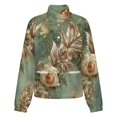 thumbnail image 5 of Jackets for Women Winter Coat Jackets Flannel Stand Collar Jacket(Elegant Gold Roses Floral Design,Size:S-4XL), 5 of 7