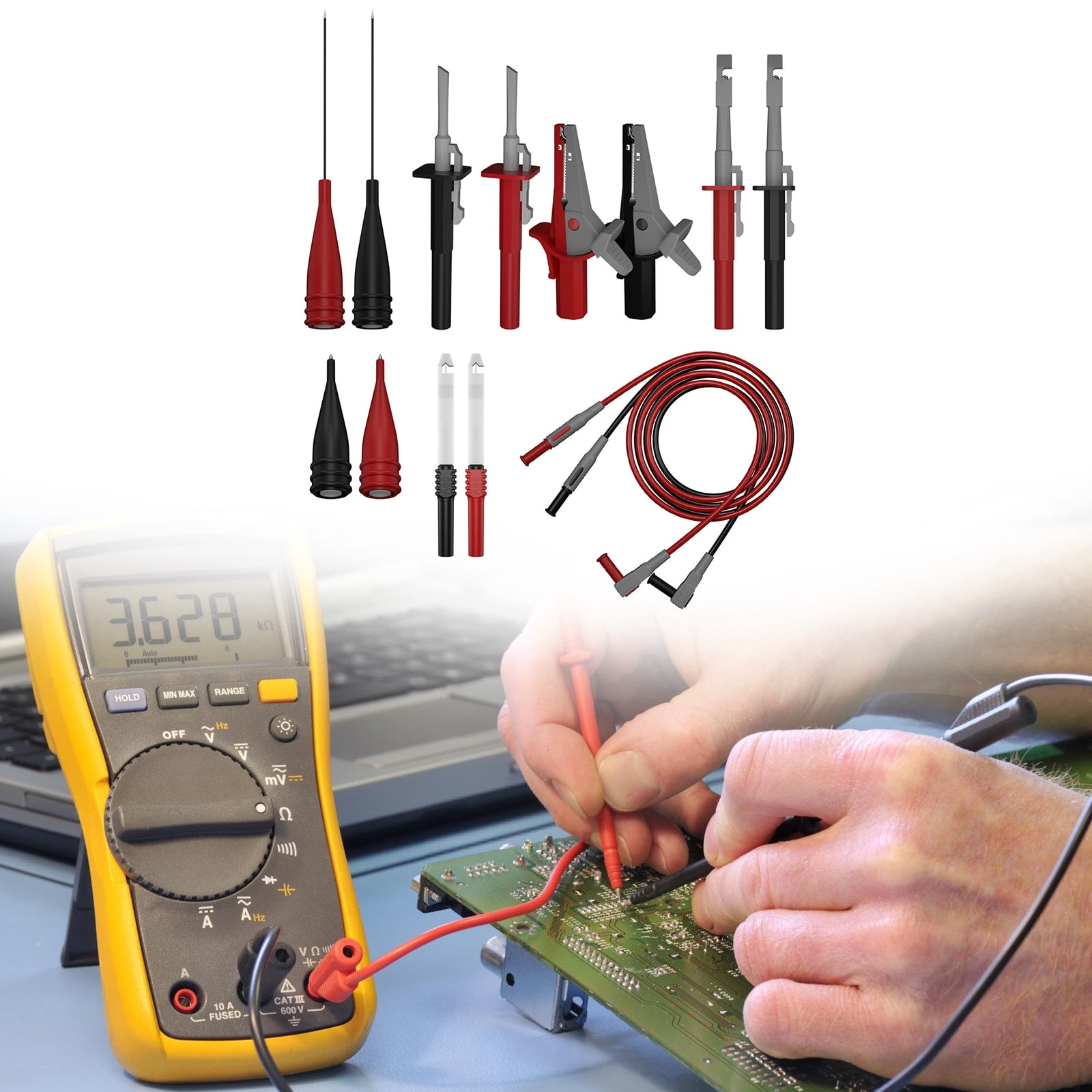 RUISINERY JT0090 Digital Multimeter Testing set with Cable Probes & Accessories Suitable for Voltages Current & Resistance Testing