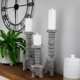 thumbnail image 2 of Northlight Set of 3 Brushed Gray Tripod Wooden Pillar Candle Holders 18", 2 of 5