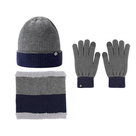 2022 Women European And American Warm Knitted Gloves Hat Scarf Three-piece Alpaca Velvet Double-sided Color Matching Ear Protection Winter Suit