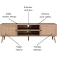 thumbnail image 4 of TOPLIVING Centro de Entretenimiento para TV Diseño Moderno Ratán Natural, Mueble de TV con Espacios Almacenamiento y Puertas Ratán Vintage Color Beige, 4 of 14