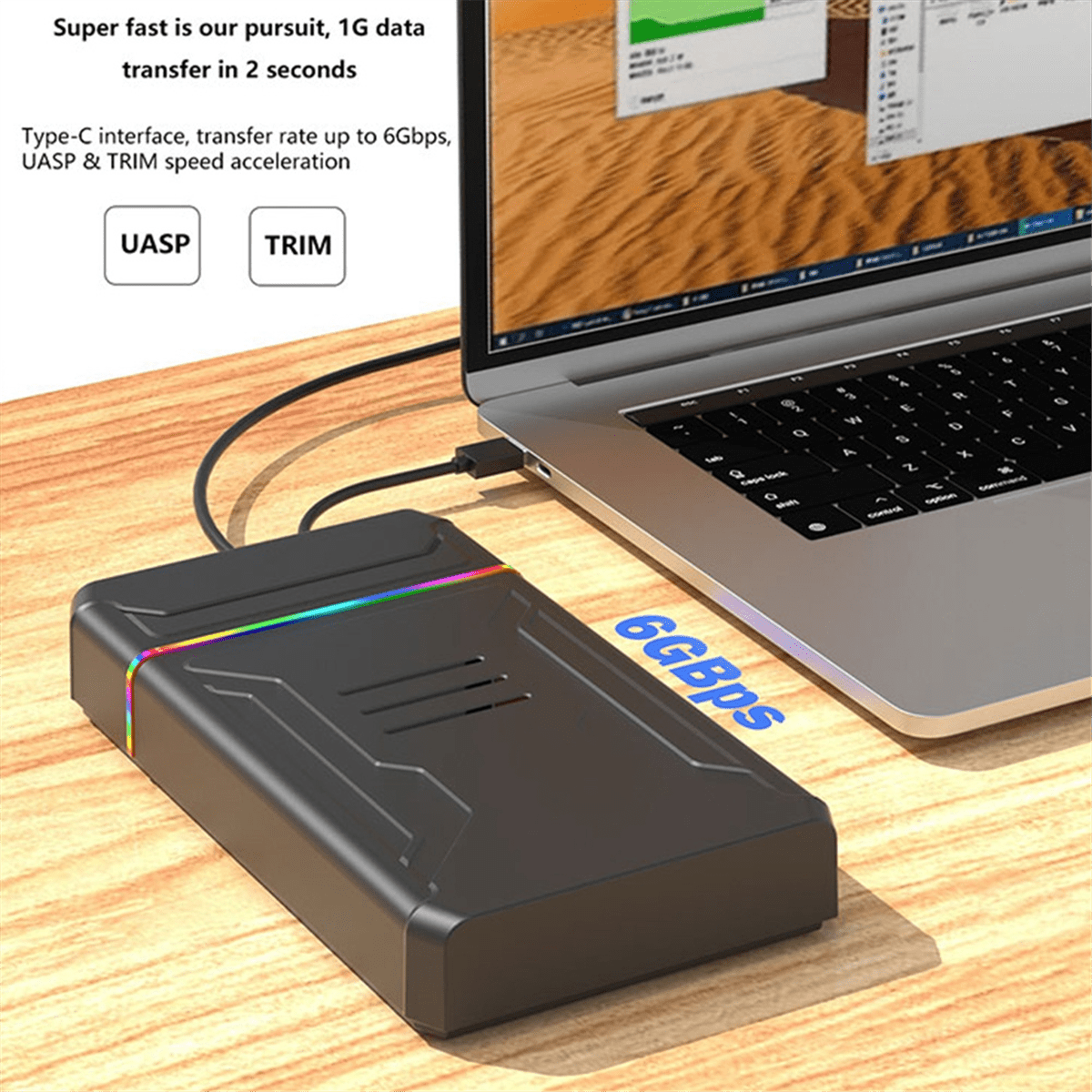 Hard Disk Enclosure to Type C Drive Box with Led External HDD for 2.5 3.5 Inch Up 6Gbps US Plug