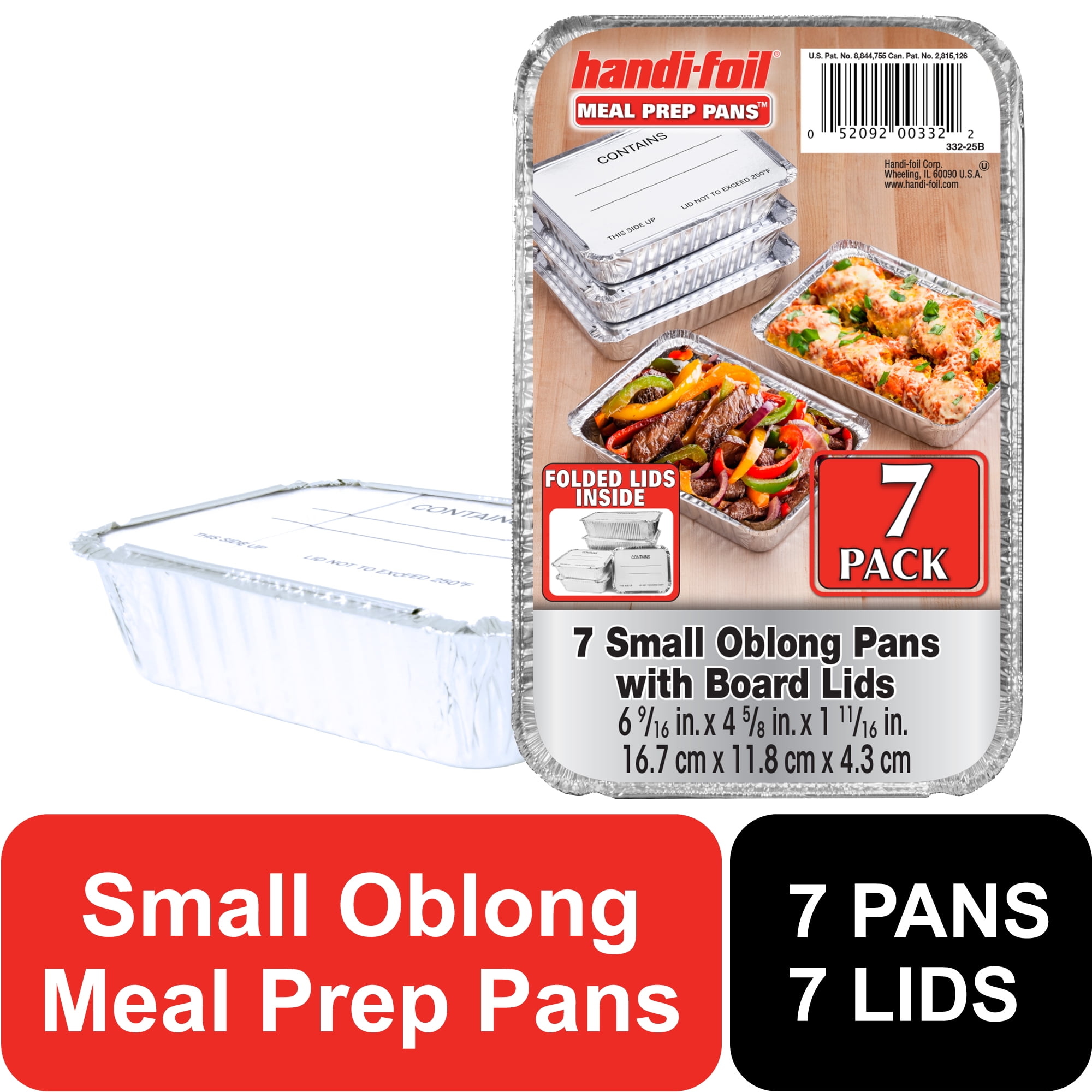 (5 pack) Handi-Foil Aluminum Meal Prep Pan with Folded Lids, 6.6" x 4.6", (7 Pack)