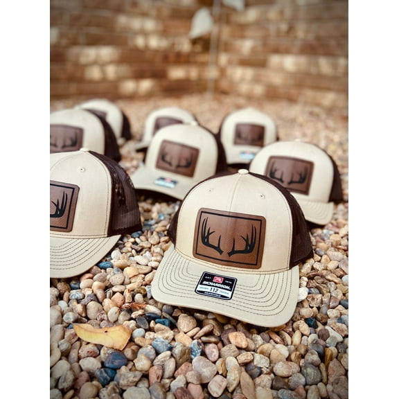 Hunting Hat, Deer Hunting Hat, Buck Hat, Hunting Leather Hat, Whitetail hat, Fishing Hat, Leather Patch Hat, Richardson 112, SnapBack,