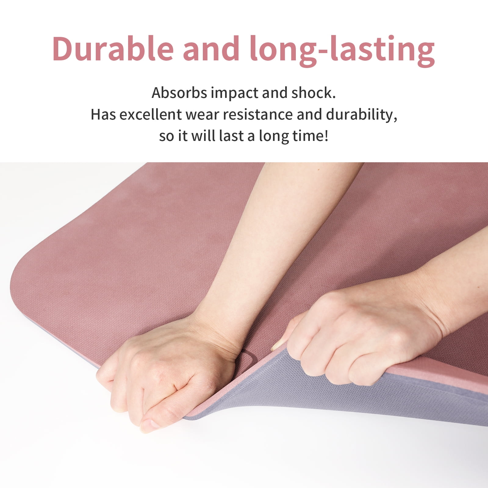 4W 10mm Pink Yoga Mat Thick- TPE Non-Slip Exercise Mats with Strap for Home Workout/Pilates for Women Men 72"×26"(Pink + Silver)