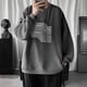 thumbnail image 4 of Gibobby Sudaderas sin gorro hombre Sudadera de vellón de manga larga con cuello redondo sin capucha para Hombre(Gris oscuro,M), 4 of 5