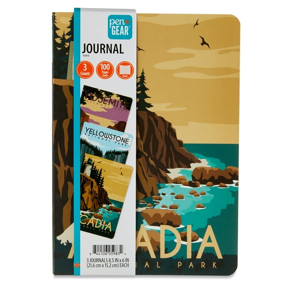Pen+Gear National Park Fashion Journals, 8.5" x 6", 100 Ruled Pages Each, Set of 3, All Ages