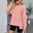 thumbnail image 3 of SWSMCLT Women's Long Sleeve Sweatshirt Fashion Fall Crewneck High Low Pullover Tops Soft Loose Ribbed Sweatshirts Pink XX-Large, 3 of 5