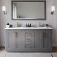 thumbnail image 2 of Wyndham Collection Miranda 66" Metal & Wood Double Bathroom Vanity in Gray/Gold, 2 of 6