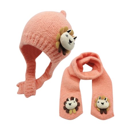 

Wolfast Promotion 2PCS Toddler Baby Girls Boys Cartoon Winter Warm Knitted Cap+Scarf Keep Warm Set