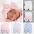 thumbnail image 4 of Newborn Hospital Hat Infant Baby Hat Cap with Big Bow Soft Cute Knot Nursery Beanie, 4 of 6
