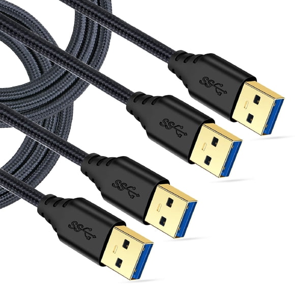 Besgoods Cable USB 3.0 macho a macho Paquete de 2 cables USB a USB trenzados de 6 pies tipo A macho Cable USB de doble extremo Compatible con cajas de discos duros Reproductor de DVD Enfriador de comp