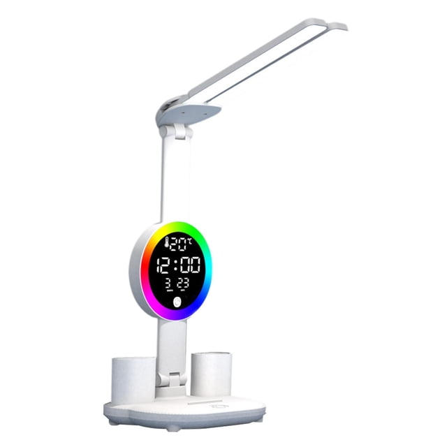 Lámpara de escritorio LED ajustable, recargable por USB, para guardería, brillante Reloj