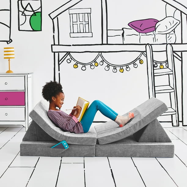 Yourigami Folding Convertible Kids and Toddler Play Couch, 4 Pieces