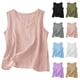 thumbnail image 1 of Auralook Cotton Linen Tank Tops for Women Solid Casual Summer Gauze Shirt Basic Sleeveless V Neck Loose Vest Beach Vacation Clothes, 1 of 5