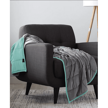 Ella Jayne Weighted Blanket, 15lb  -  Grey/Aqua  -  15 lb
