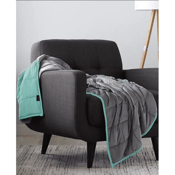 Ella Jayne Weighted Blanket, 15lb  -  Grey/Aqua  -  15 lb