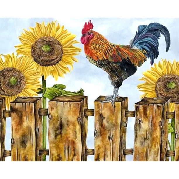 Pintura de diamantes (DE8040) 5D DIY Kit cuadrado de valla de gallina arte mosaico artesanal 40x50cm Hugtrwg Para estrenar