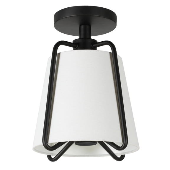 Evelyn&Zoe 9.5" Blackened Bronze Metal/Fabric Semi Flush Mount
