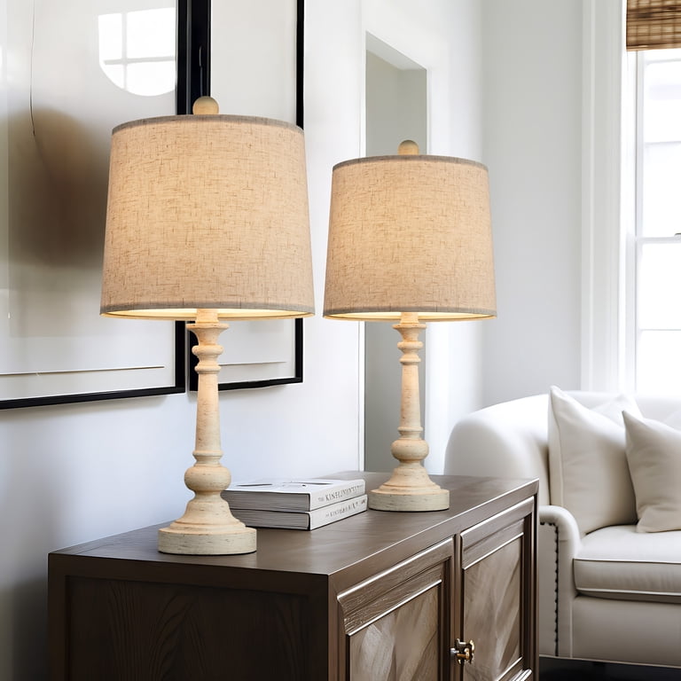 Oneach 20.25" Farmhouse Table Lamp Set of 2, Beige photo 7
