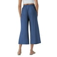 thumbnail image 6 of TEMOFON Pants for Women Summer Linen Pants Waisted Drawstring Wide Leg Capri Pants with Pockets Flowy Casual Pants 2XL, 6 of 9