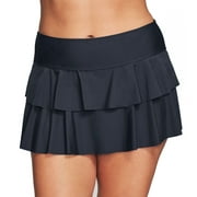 Mazu Double Ruffle Swim Skirt - Black