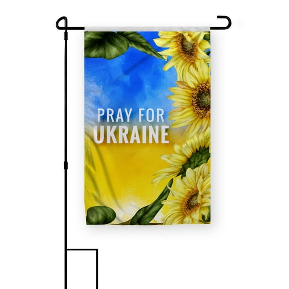 PromoPatriot 12x18in Pray for Ukraine Sunflower Garden Flag – 200D Nylon, Double-Sided, No Pole