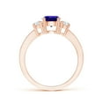 thumbnail image 2 of ANGARA Natural Classic Three Stone Tanzanite and Diamond Ring in 14K Rose Gold for Women (Size-6mm) | December Birthstone, Birthday, Anniversary, Jewelry Gift for Women | Natural Tanzanite Ring, 2 of 11