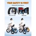 thumbnail image 6 of ESKUTE T300 E Trike Electric Tricycle for Adults, 750W Brushless Motor 18MPH+ Fat Tire Folding Trike, Step-Thru 3 Wheel Electric Bicycle, Blue with Phone Holder Bag & Mirrors & Lock, UL2849, 6 of 7