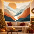 thumbnail image 3 of Sunrise Over Layered Mountain Silhouettes, Serene Mid-Century Modern for Boho Decor Lovers, Nature Color Block Wall Art, Housewarming Gift, Tapestry Wall Hanging for Bedroom and Living Room, 3 of 6