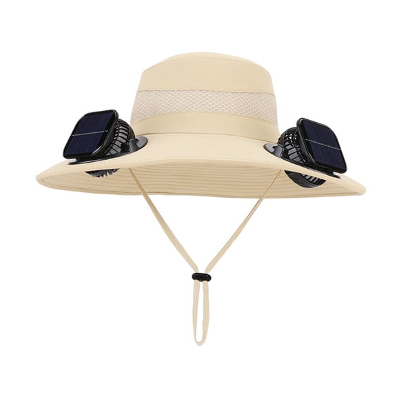 Kugisaki Sun Hat with Fans Solar Power Fan Wide Brim Sun Hat Fishing Essentials for Hiking Beach Summer Outdoor