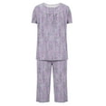 thumbnail image 5 of Zpanxa Womens Pajama Sets Casual Buttons Round Neck Short Sleeve Blouse Fashion Pockets Pants Pajamas Suit Purple M, 5 of 5