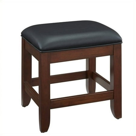 Cherry Vanity Bench - Bowery Hill Faux Leather Vanity Bench in Classic Cherry
