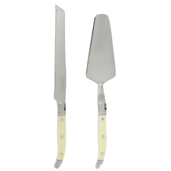 French Home 2 Piece Laguiole Faux Ivory Conoisseur Cake Slicer and Server Set