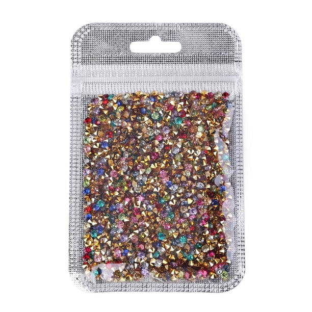 WDOplteas 1000pcs 3mm Mixed Nail Art Rhinestone Gorgeous DIY Manicure Charms (Oro)