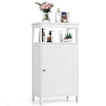 Costway Bathroom Wooden Floor Cabinet Multifunction Storage Rack Organizer Stand White