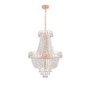 Crystal Chandelier French Empire Pendant Flushmount Ceiling 10 Light Modern Lighting Fixture for Bedroom Hallway Bar Kitchen Bathroom, H28.7 x W21.7, Silver, E12 Base