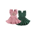 thumbnail image 3 of Canrulo Infant Baby Girl Corduroy Ruffle Strap Dress Suspender Skirt Embroidered Overall Dress Outfits Pink 6-9 Months, 3 of 8