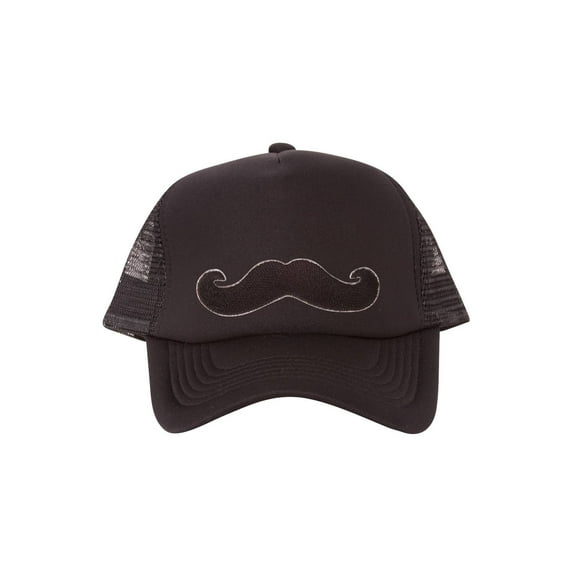 Mustache Patch Trucker Foam Panel Hat, Black