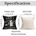 thumbnail image 4 of Halloween Throw Pillow Covers Set of 4 Witch Crow Zombies Pumpkin Spooky Decorative Halloween Theme Pillow Case Cotton Linen Vintage Black Cushion Cover for Sofa Patio 18x18 Inch (Black), 4 of 6