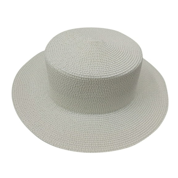 beishanbush Baseball Caps Women's Straw Panama Hat Fedora Summer Beach Sun Hat UV Protection Hat White