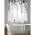 thumbnail image 6 of Sheer Curtains 63 Inches Long, Grey Eucalyptus Light Filtering Window Curtains for Living Room/Bedroom, Weeping Botanical Leaf Watercolor Rod Pocket Voile Sheer Curtain Drapes, 52"W x 63"L, 2 Panels, 6 of 8