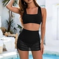 thumbnail image 2 of Abomasnow Women's 2 Piece Swimsuits Set Sleeveless Square Neck Cropped Tank Tops High Waisted Bathing Suit with Sheer Cover Up Swim Skirts, 2 of 9