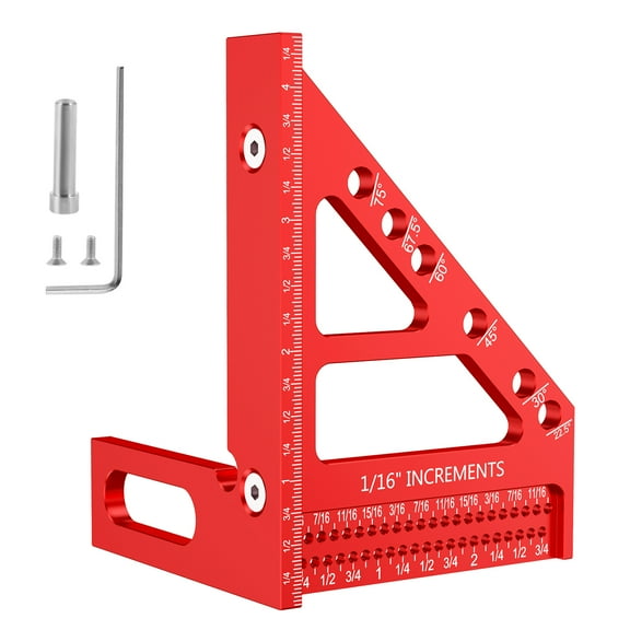 3D Multi Angle Measuring Ruler Aluminum Alloy Woodworking Square Ruler High Precision 0 to 90 Degree Angles Portable Square Measuring Tool Multifunctional Triangle Ruler for Measuring