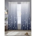 thumbnail image 2 of Blue Floral Sheer Curtains 96 Inch Length 2 Panels Set, Gradient Stripe Garden Plant Branch Texture Voile Window Treatment Semi Sheer Long Curtains Drapes for Bedroom/Living Room/Kitchen 52"x96"x2, 2 of 7