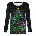 thumbnail image 4 of Mifsaly Women's Christmas Shirts Plus Size Long Sleeve Tops Pullover Xmas Tree Print Crewneck Loose T-Shirts Festival Party Funny Blouse 2025 Holiday Clothing, 4 of 9