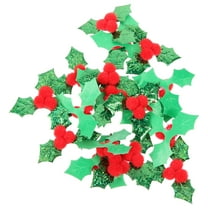 GAXIRE 100Pcs Christmas Holly Leaves Decor Red Green Gold for Xmas Supplies Crafting