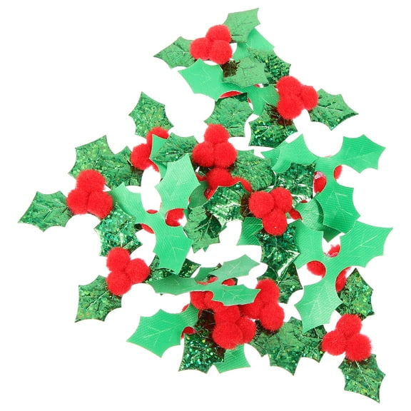 GAXIRE 100Pcs Christmas Holly Leaves Decor Red Green Gold for Xmas Supplies Crafting