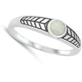 thumbnail image 4 of CHOOSE YOUR COLOR Round White Simulated Opal Aztec Ring .925 Sterling Silver Band CZ Female Size 10, 4 of 4